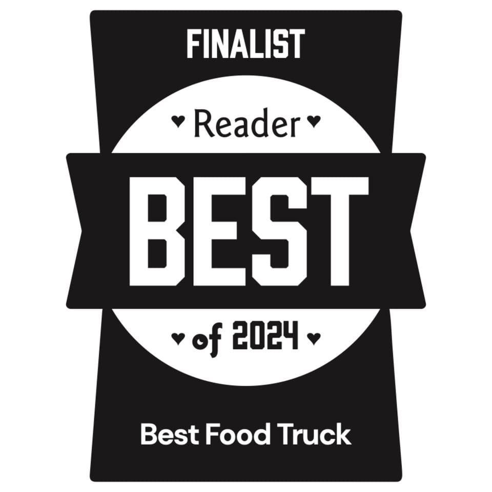 Black and white badge: "FINALIST Reader BEST of 2024 Best Food Truck".
